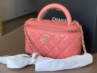 *99%新* Chanel A22 Vanity Case 粉紅色有手柄長盒子