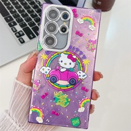 Vỏ điện thoại mạ bạc Màu IMD dễ thương cho Samsung Galaxy s24ultra s24fe s23ultra S24 +/S24 với thiế