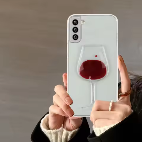 Cup Of Wine Quicksand Phone Case For Samsung S25+ S24Ultra S22Plus S21 S23FE A71 A34 A54 A52 A15 Ful