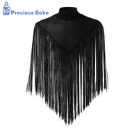 Men Club Cape Long Tassel Sleeveless Shining Fringed Mock Collar Stage Show Costume Clubwear Visible