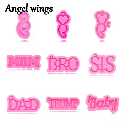 DY0682 Heart Semicolon/Mouse Bow Semi Colon Epoxy Resin Silicone Molds Mom/Dad/Baby Resin Crafting M