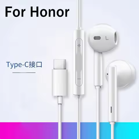 Honor Magic 7 Lite Type C Earphone In-Ear Wired Headset With Microphone Volume Control For Honor 300