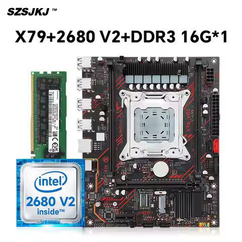 SZSJKJ X79 VG5 Motherboard Kit LGA-2011 Slot M.2 NVME SATA 2.0 With Intel Xeon E5 2680 V2 CPU Proces