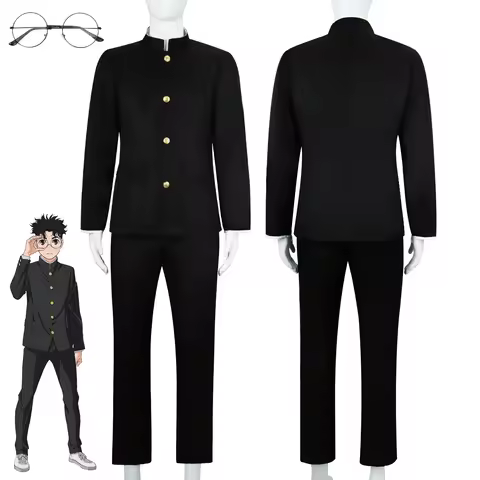 Anime Dandadan Ken Takakura Cosplay Costume Glasses Okarun School Uniform Black Jacket Gakuran Outfi
