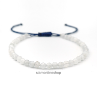 Minimalist bracelet - Aquamarine stone หินอความารีน ขนาด 2 3 มม. สร้อยข้อมือ เชือกถัก by siamonlines