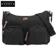 Brix X-BAG 女士壓花皮革Logo單肩包，尼龍材質，黑色，89152（二手）