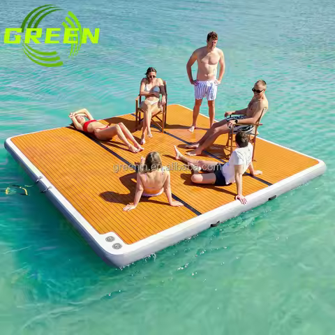 GREEN Inflatable Dock Deck Inflatable Floating Platform Float Dock Platform With Ladder 10ft*10ft fl