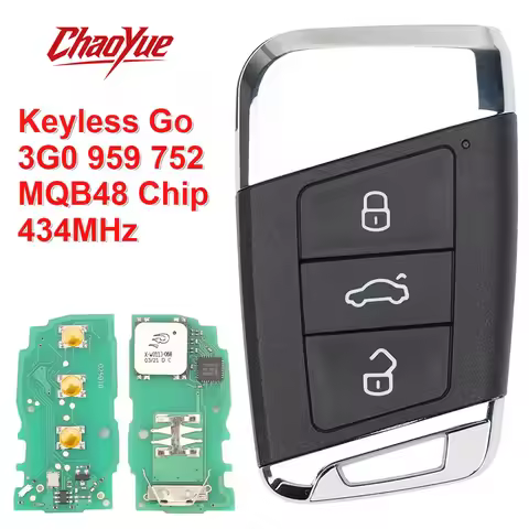 ChaoYue Keyless Go Remote Car Key 3 Buttons 434MHz MQB 48 Chip FOB For VW Volkswagen Passat B8Superb