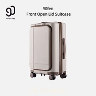 90fen Front Open Lid Suitcase Brown Front Opening Suitcase 20inch Business Travel Boarding Case Side
