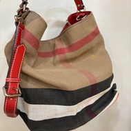 Burberry 帆布紅色子母水桶包 千頌伊款