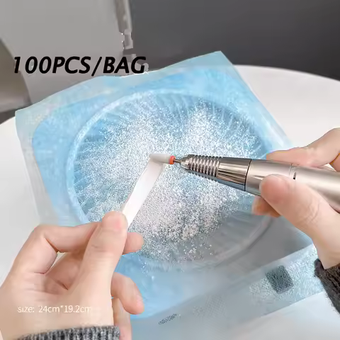 100pc Disposable Dustproof Nail Vacuum Filter 20*24cm Blue Nail Art Dust Collector Filter Nail Clean