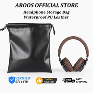 Aroos PU Leather Soft Storage Bag Pouch Case For Around Earphone AE TP-1 DJ Headphone Black Headset 