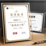 Crystal Glass Medal Trophy Gold Foil Acrylic Authorization Plate Frame Display Stand Black A4A5Compe