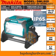 Makita DML809 Cordless LED WORK LIGHT Lumens 10000 Battery 36V(18V+18V) RUN TIME 1.7~8.5HOURS DML809