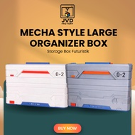 Mecha Style Large Organizer Box | White White White | Futuristic Multi-Section Storage Box