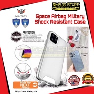(S-P-A-C-E AirBag Military Transparent Tpu Back Case)Realme Oppo C35 Narzo 50a 9i A96 A76 Reno 7 Pro