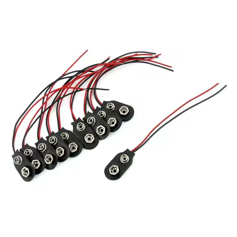 10Pcs 9V Connector Clip Black I Type 10Cm Cable Easy Install for Electronic Devices Power 9V Connect