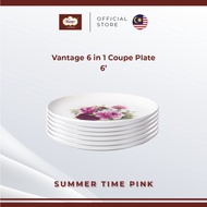 Vantage Fine Porcelain 6' Summer Time Pink 6 in 1 Coupe Plate