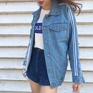 ÁO KHOÁC JEAN NỮ SỌC VIỀN TAY RẤT ĐẸP PHONG CÁCH 4HH5