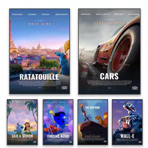 Lilo & Stitch Canvas Painting Disney Cars 2006 Lightning McQueen Poster Ratatouille 2007 The Lion Ki
