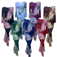 L-00182 AURORA Kurung Moden Batik Corak Floral Kain Duyung Size 38-50 Soft Silk Fashion Women