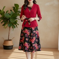 Women's Party Dress (available in sizes) Anti-Wrinkle Floral IMPORT Premium Thick Scuba Material 753