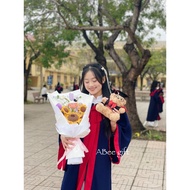 Fuzzy GRADUATION TEDDY BEAR WITH GLASS SIZE 20 Hanoi 1-3h|, ABee gift |