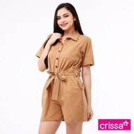 Crissa Cotton Linen Short Sleeves Romper Shorts CSB20-0009