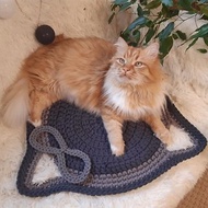 圓形貓床 Hello Kitty 定制尺寸鉤針手工地毯貓狗