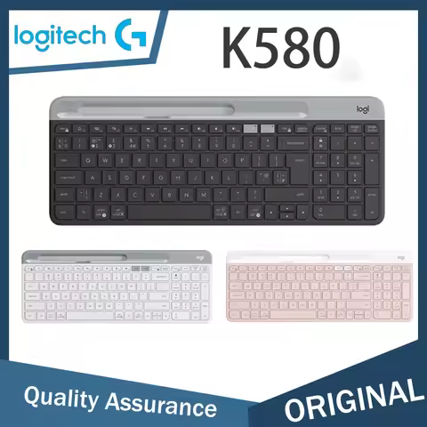 Logitech K580 Multi-Device Slim Wireless Keyboard, Built-in Cradle for Device; for Laptop, Tablet, D