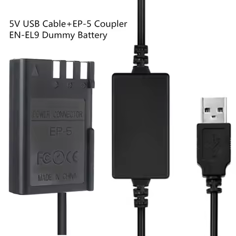 ENEL9 EN-EL9 Dummy Battery EP-5 DC Coupler Plus USB Cable For Nikon D40 D40X D60 D3000 D5000 Camera