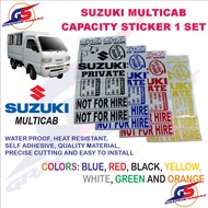car sticker Suzuki Multicab Sticker Decals Set Capacity, Not for Hire, Private, 4X4 Off Road