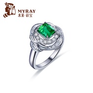 Milai Jewelry 1.36ct Natural Colombian Emerald Gemstone Ring Female 18k Gold Inlaid Diamond Ring Rea