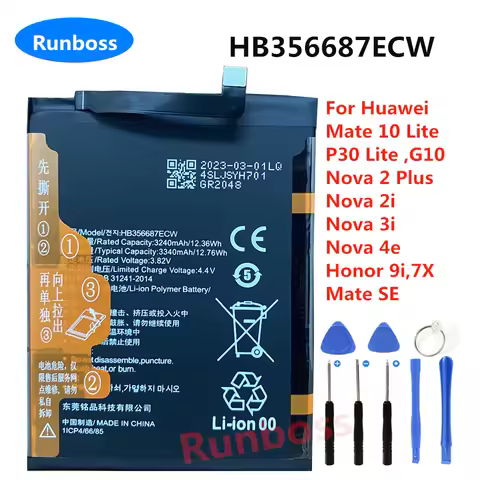 HB356687ECW 3340mAh Mobile Phone Battery for Huawei Mate 10 Lite P30 Lite G10,Nova 2 Plus 2i 3i 4e,H