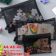 CHIHIRO11Z9D Mesh File Bag, Nylon A4 A5 A6 Pen Bag,  Transparent File Folders Student