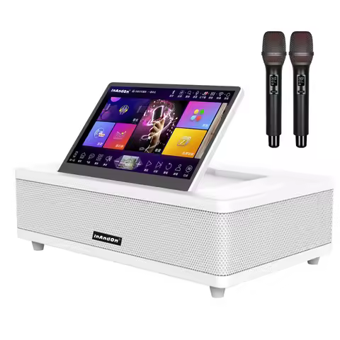 12.2''Touch Screen Karaoke Machine with 2 Wireless Mics, Support YouTube Home KTV Speaker System, Po