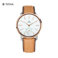 Titan Connected Hybrid Smart Watch with White Dial &amp; Leather Strap 1785KL01
