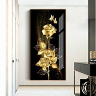 Modern Big Size Golden Rose Flowers Canvas Painting Fashion House Hallway Decor Wall Art Picture Gif