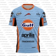 2025 Motorcycle Racing Aprilia TRACKHOUSE Team Uniform Fan Sportswear Men's Breathable Round Neck Sh
