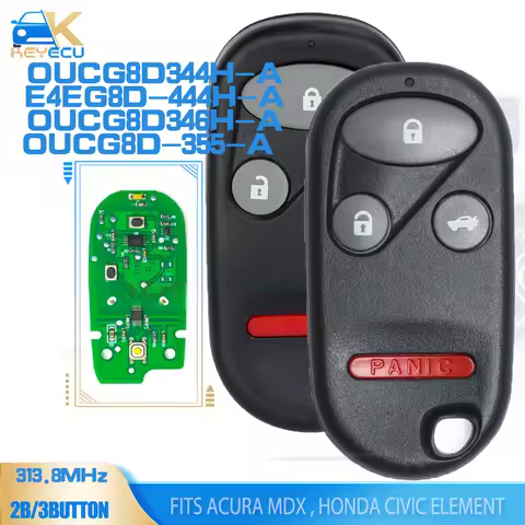 KEYECU E4EG8D-444H-A, OUCG8D344H-A,OUCG8D346H-A,OUCG8D-355H-A Remote Key 313.8MHz Fob for Honda Civi