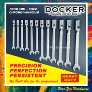 DOCKER 12-Points Flexible Socket Combination Wrench / Swivel-Socket Combination Wrench 8mm~19mm