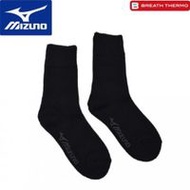 MIZUNO Breath Thermo 保暖襪 中筒 常規長度 黑色 22-24厘米