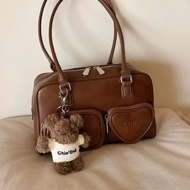 Bei BaoBao ถุงซิปปิด Crossbody หนังแท้วินเทจและกระเป๋าภายใน