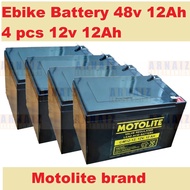 Ebike Battery 48V 12Ah Compatible with 48V 16Ah 4 pcs of 12v 12Ah Motolite brand OM12-12 (12 Months