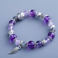 紫水晶拉長石925純銀翅膀手鍊 | 天然薰衣草手鏈客製化手環禮物