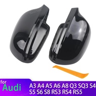 Carbon Fiber Look Black Mirror Cover Rearview Side Mirror Cap for Audi A3 A4 A5 A6 A8 Q3 SQ3 S4 S5 S