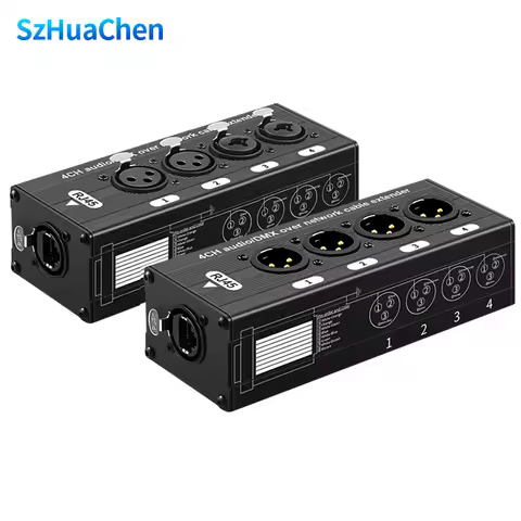 Multi-Purpose 4CH Audio & DMX Extender Over Cat5 Cat6, XLR to RJ45 for Live Show, Studio & Stage Equ