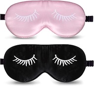 Silk Sleep Mask, Pack of 2 Eye Masks for Sleeping, Eyes, Sleep Protection, Lightproof Sleep Masks, A