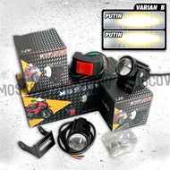 LAMPU SOROT LED MINI LASER D1 2 SET / LAMPU TEMBAK PRO AES SUPERBRIGHT HEADLAMP LED 2 WARNA / LAMPU