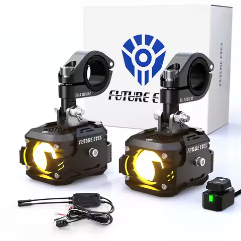 Future Eyes F150 - LED Motorcycle Fog Lights, 360° Adjustable Auxiliary Lights, Waterproof Driving L